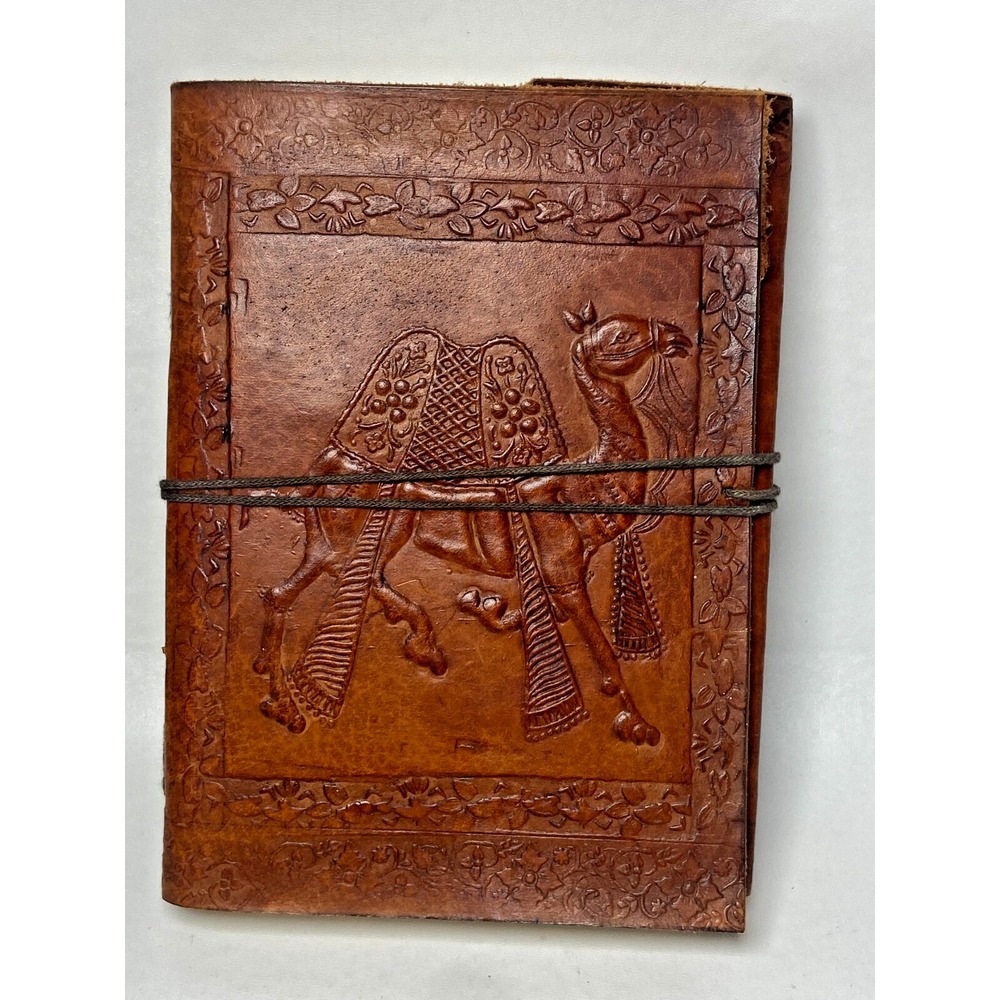 Leather Camel Journal Notebook Planner Handmade Unlined Paper Pages Bound‎